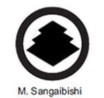 A black and white picture of the logo for m. Sangaibishi