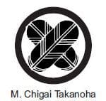 A black and white picture of the logo for m. Chigai takanoha