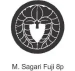 A black and white image of the seal of m. Sagari fuji 8 p