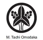 A black and white image of the logo for m. Tachi omodaka