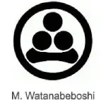 A black and white picture of the logo for m. Watanabeboshi