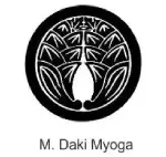 A black and white picture of the logo for m. Daki myoga