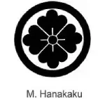 A black and white image of the seal of m. Hanakaku