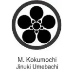 A black and white image of the logo for m. Kokumochi jinuki umebachi