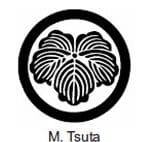 A black and white picture of the logo for m. Tsuta